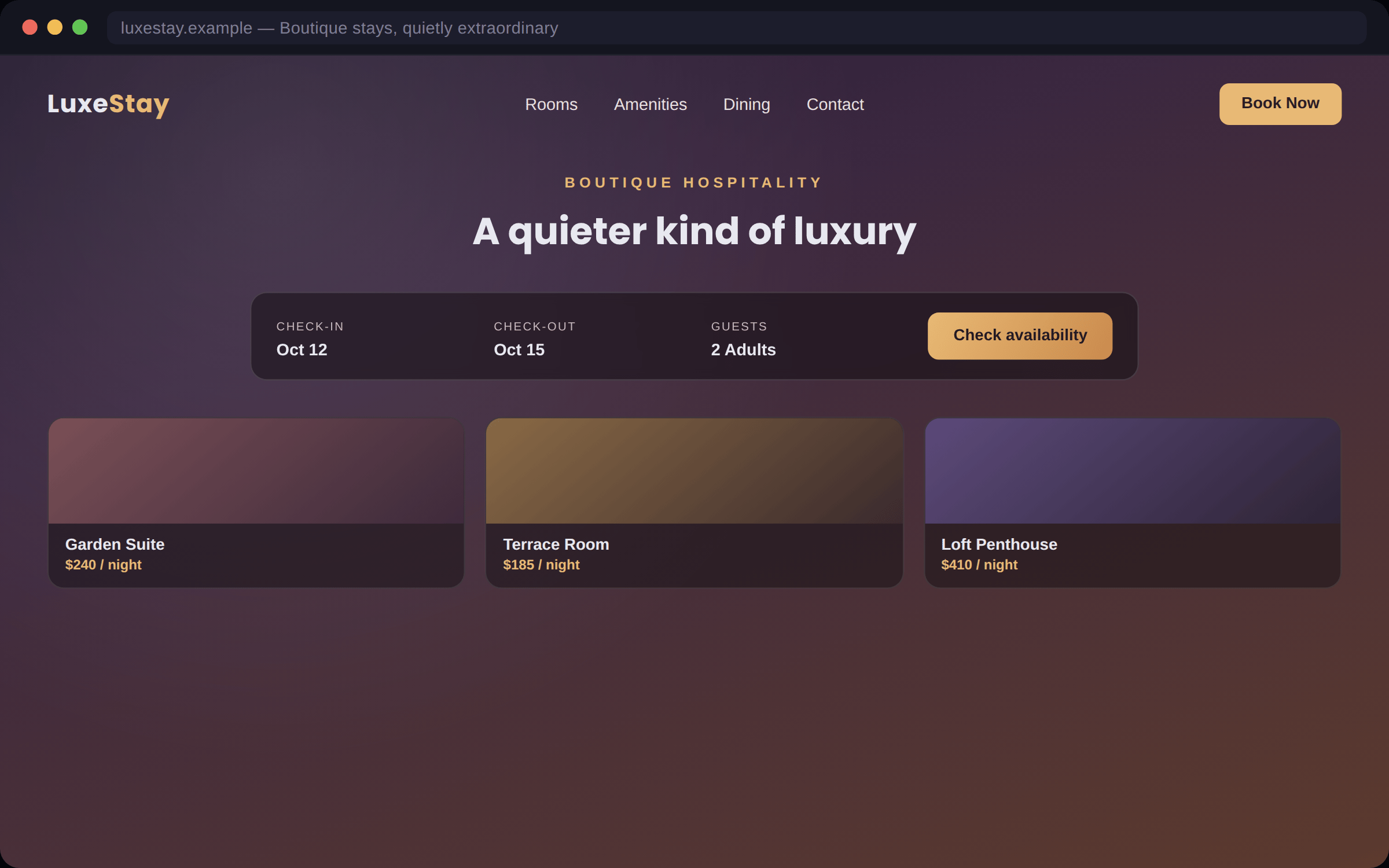 LuxeStay - Hospitality Website